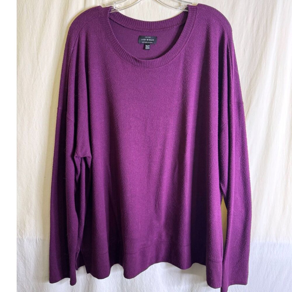 Lucky Brand Women's Purple Crewneck Sweater Lightweight Pullover Plus Size XXL